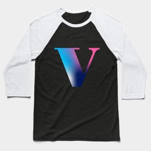 Capital Letter V Monogram Gradient Pink Blue White Baseball T-Shirt